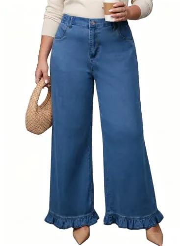 Wide Leg Jeans, Sky Blue