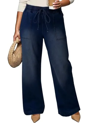 High Waist Wide Leg Jeans III, Navy Blue