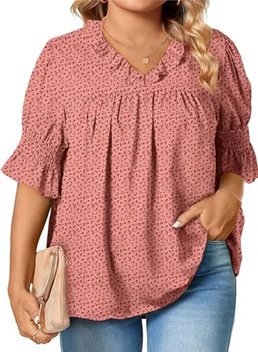 Chiffon V Neck Blouse, Pink Floral