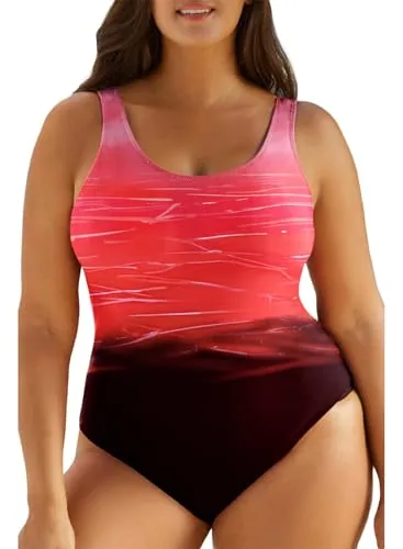 Spaghetti Strap One-Piece Swimsuit, Tie Dye Red