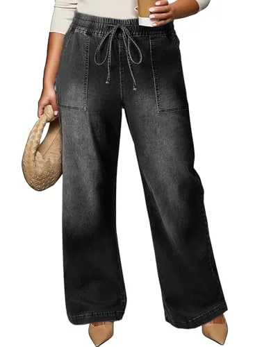 High Waist Wide Leg Jeans III, Black