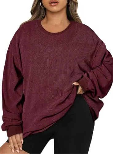 Crew Neck Long Sleeve Sweatshirt, Red