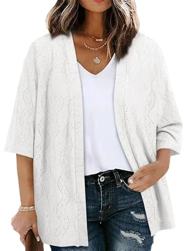 Loose Half Sleeve Cardigan, White