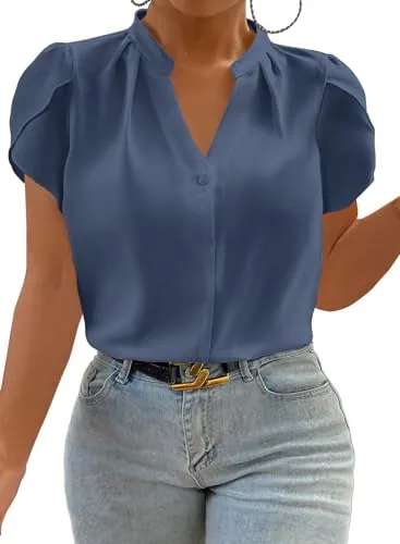 V Neck Short Sleeve Dress II, Blue