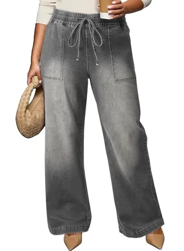 High Waist Wide Leg Jeans III, Dark Grey