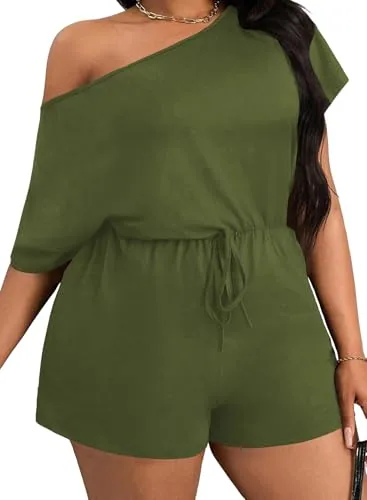 Off the Shoulder Short Sleeve One-Piece Swimsuit, Light Green