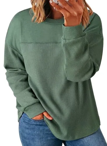Crew Neck Long Sleeve Top IV, Grass Green