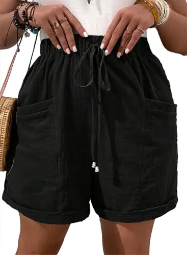 Elastic Waist Shorts, Black