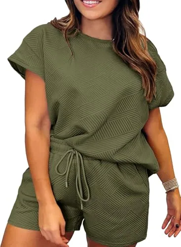 Elastic Waist Lounge Set, Moss Green