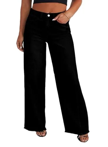 High Waist Wide Leg Jeans, Black White