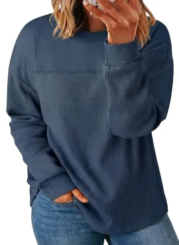 Crew Neck Long Sleeve Sweatshirt III, Navy Blue