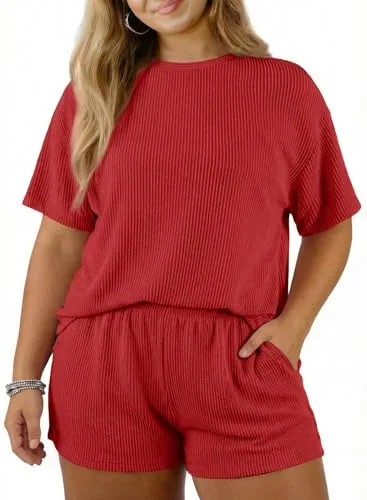 High Waist Pajama Set, Red