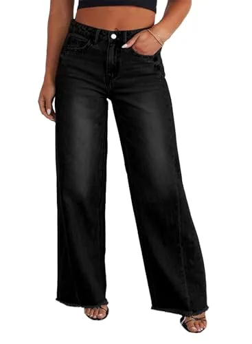 High Waist Wide Leg Jeans, Black