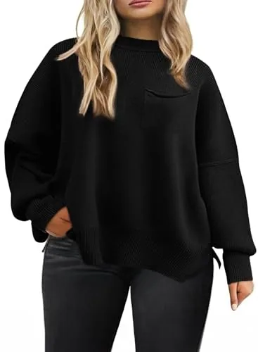 Long Sleeve Pullover Sweater, Black