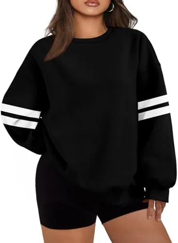 Striped Crew Neck Long Sleeve Sweatshirt III, Black
