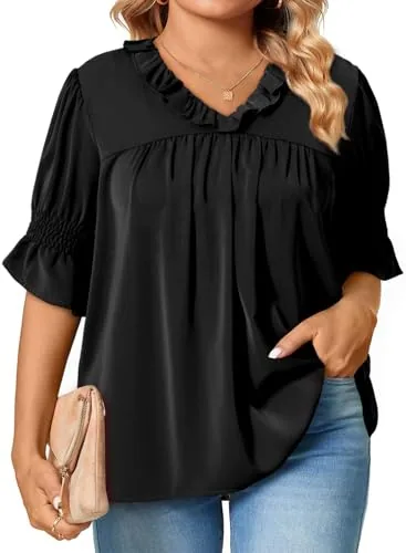 V Neck Blouse, Black