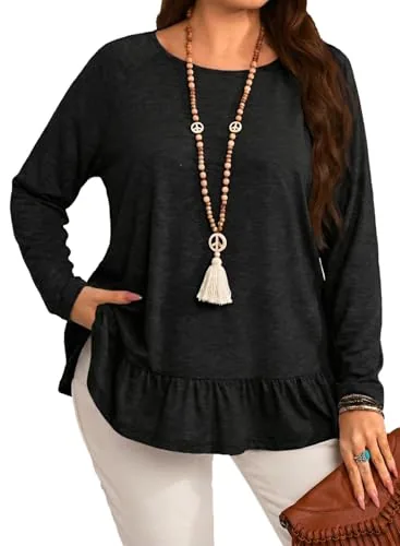 Crew Neck Long Sleeve Top III, Black