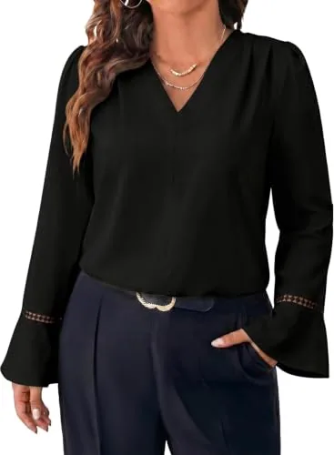 V Neck Long Sleeve Shirt II, Black