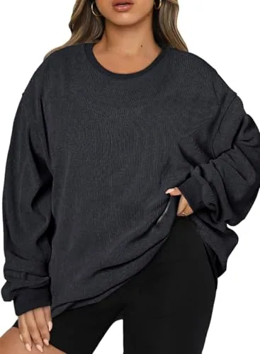 Crew Neck Long Sleeve Sweatshirt, Black
