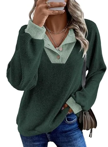 V Neck Long Sleeve Sweatshirt III, Green