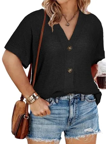 Waffle Knit Cardigan, Black