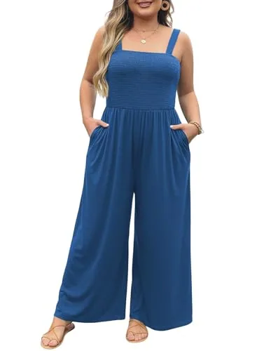 Spaghetti Strap Sleeveless Smocked Romper, Sail Blue