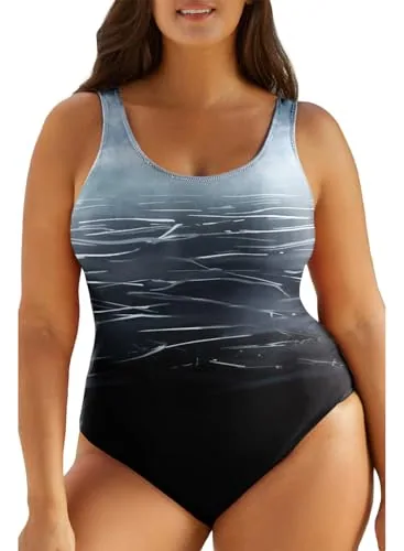 Spaghetti Strap One-Piece Swimsuit, Tie Dye Gray