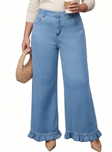 Wide Leg Jeans, Mist Blue