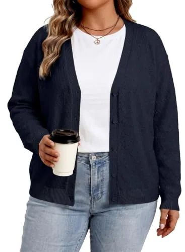 V Neck Cardigan II, Navy Blue