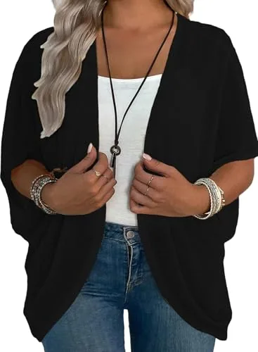Half Sleeve Kimono Cardigan III, Black