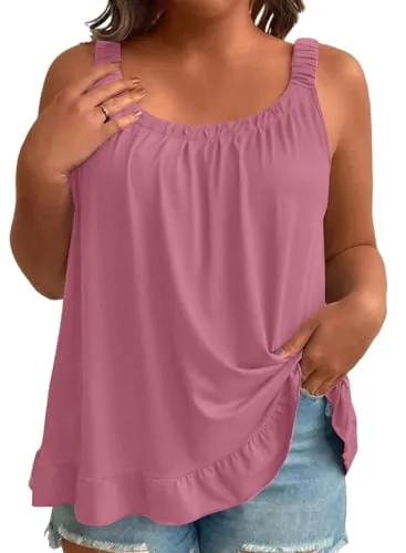 Crew Neck Sleeveless Loose Tank Top V, Rose Tan