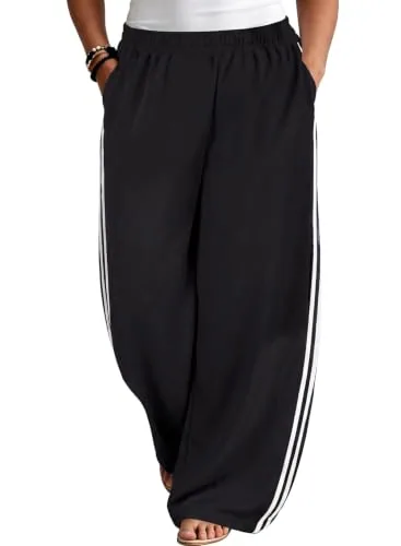 Polka Dot High Waist Pants, Black 01