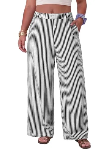 High Waist Pants IV, Stripe Black