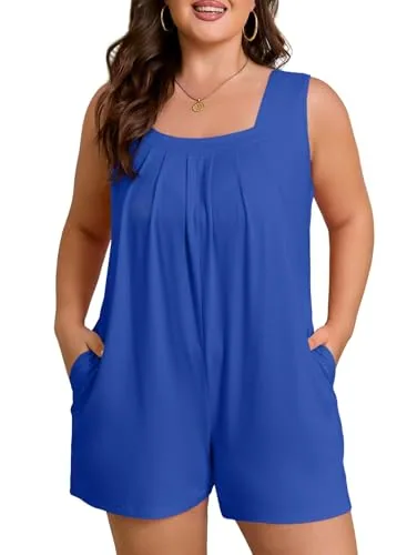 Sleeveless Romper, Dark Blue