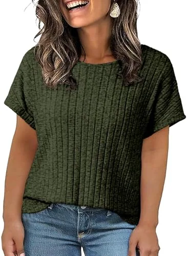 Round Neck Short Sleeve Loose Tunic, Four Leaf Clover