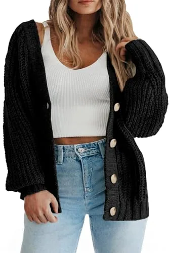 V Neck Cardigan, Black