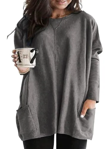 Crew Neck Long Sleeve Top II, Dark Grey