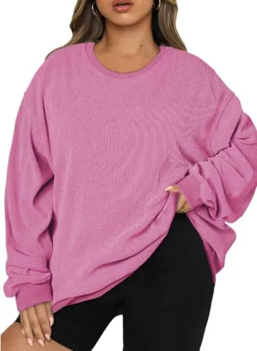Crew Neck Long Sleeve Sweatshirt, Rose