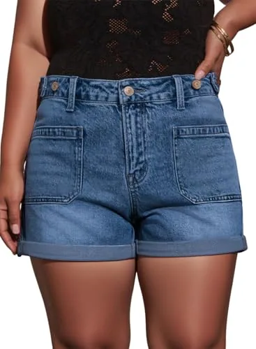 Denim High Waist Shorts, Dusk Blue