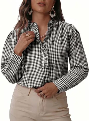 Collared Long Sleeve Blouse, Black