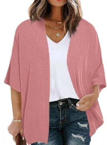 Floral Ribbed Knit Kimono Cardigan, Desert Flower