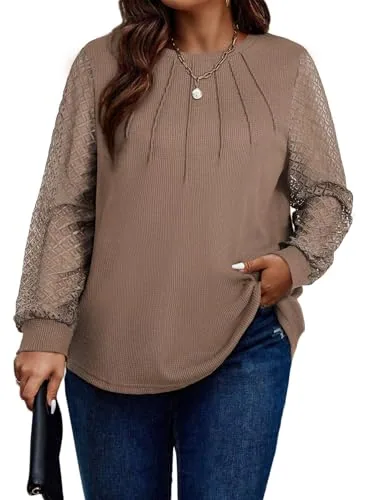 Crew Neck Long Sleeve Top VIII, Brown