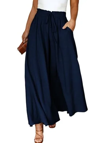 High Waist Flowy Lounge Set, Navy Blue