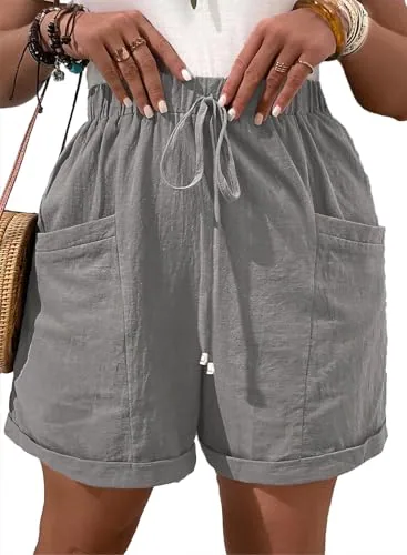 Elastic Waist Loose Shorts, Sleet