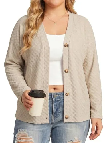 V Neck Long Sleeve Cardigan, Beige
