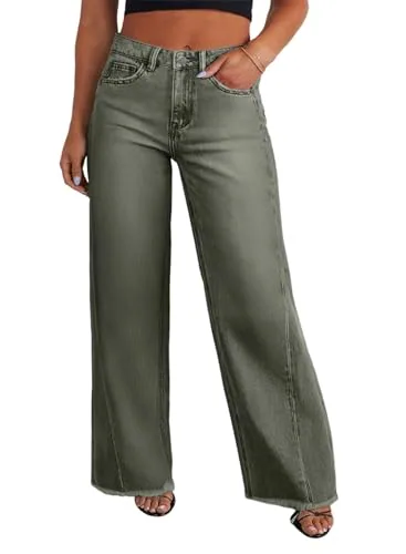 High Waist Wide Leg Jeans, Four Leaf Clover