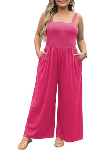 Spaghetti Strap Sleeveless Smocked Romper II, Strawberry Pink