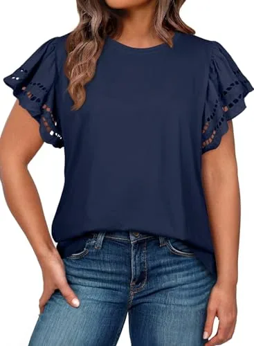 Crew Neck Short Sleeve Tee, Blue