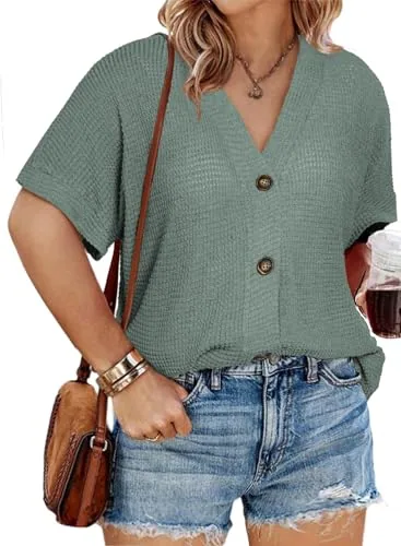 Waffle Knit Loose Cardigan, Mist Green