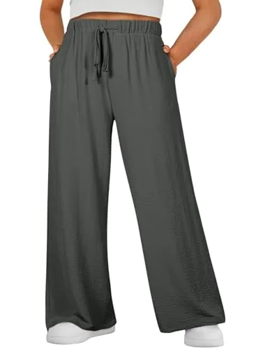 High Waist Wide Leg Palazzo Pants, Dark Grey